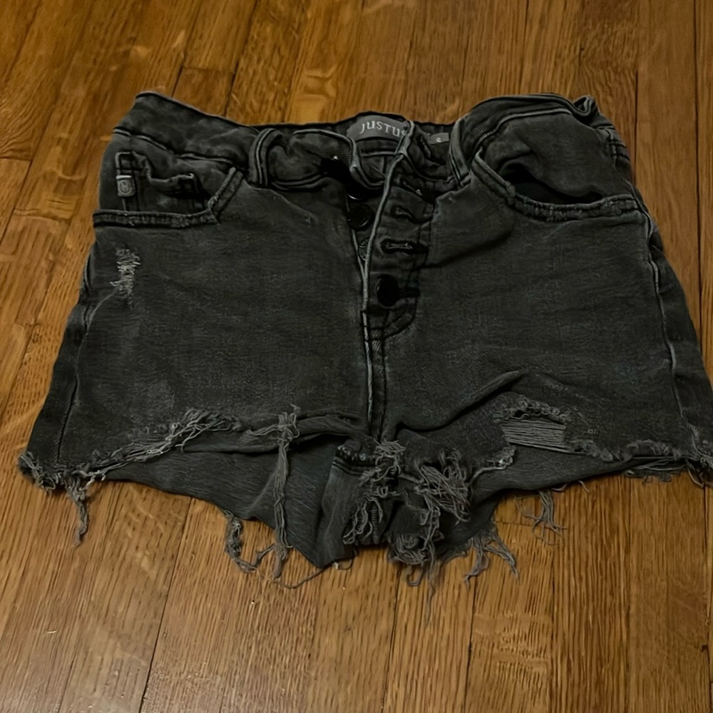 Just USA black destroyed denim shorts Size Small